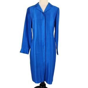 VTG 90s August Silk 100% Silk Sheath Shirt Dress Lon Sleeves Notched Collar SZ 8